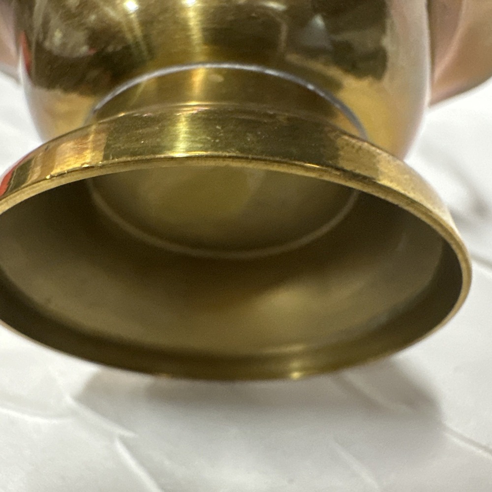 Vintage Solid Brass Trinket Bowl Scalloped Edges Handle, Footed, 5.5 - Picture 6 of 7